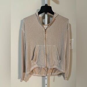 Tribe Kelley Casual Cream Zip-Up Hoodie